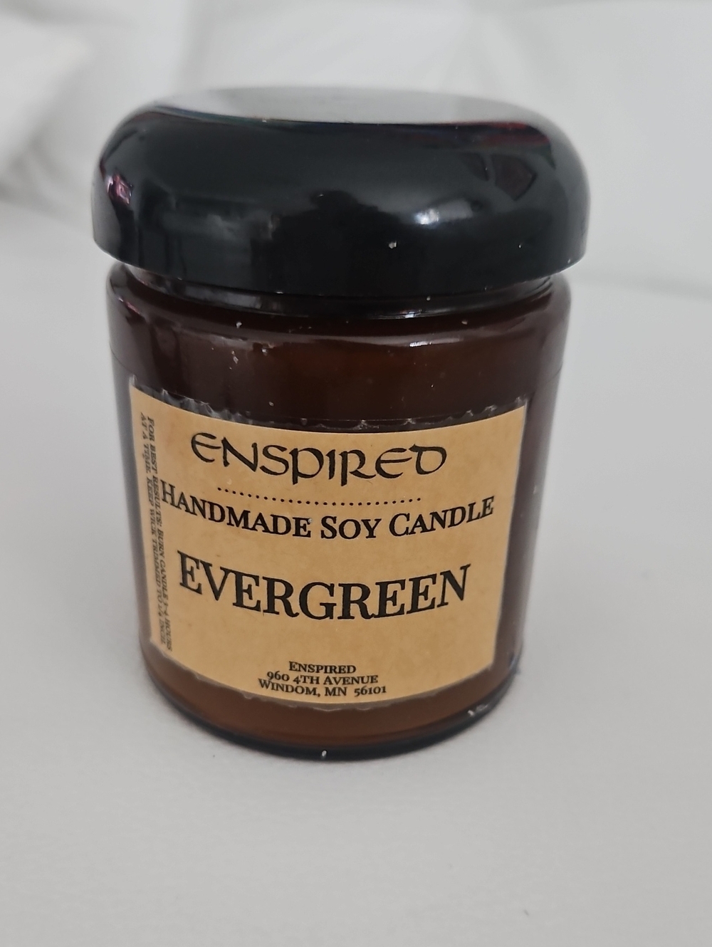 ENspired Evergreen Handmade Soy Candle - Brown Jar with Black Lid
